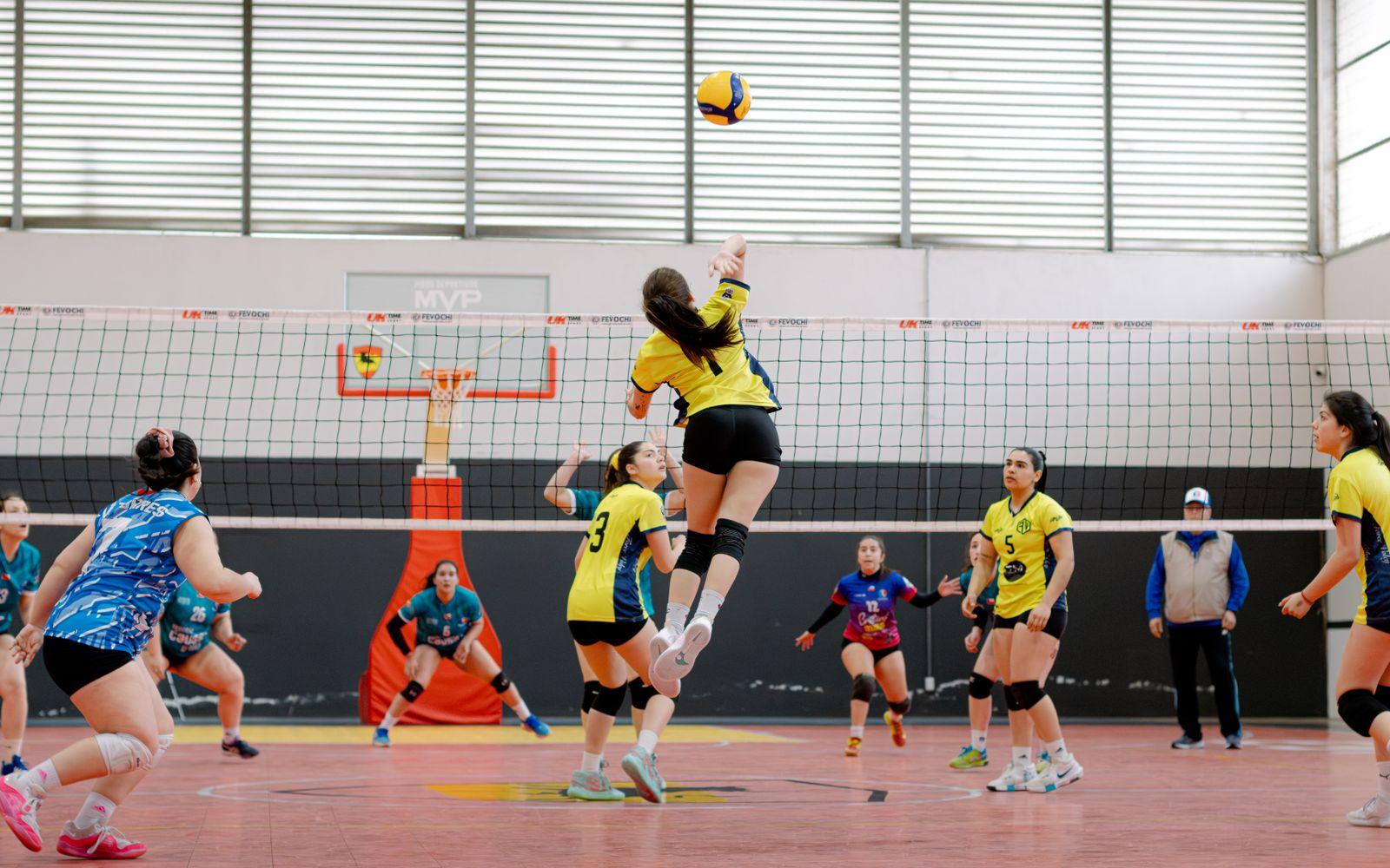 Indoor volleyball match in a gym